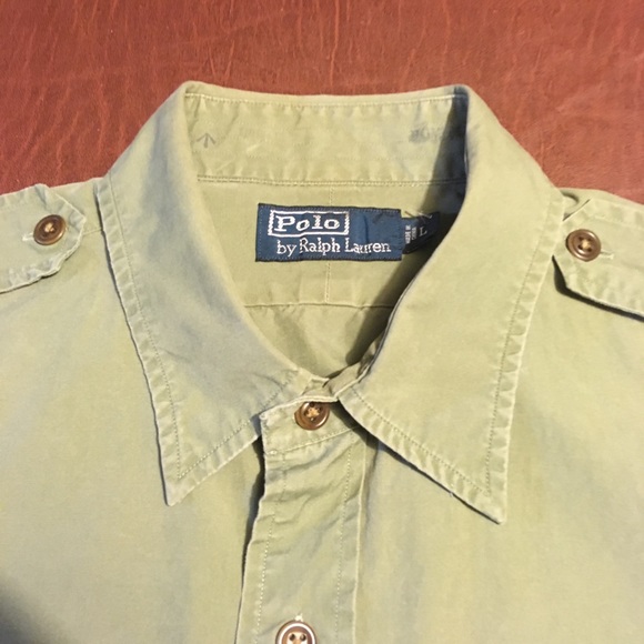 Polo Type B-11 Army Green Button Shirt L - Picture 3 of 11